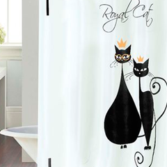 Cortina Baño Teflon Chenille Vintage Diseño Royal Cats