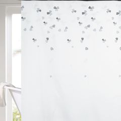 Cortina Baño Teflon Chenille Luxury Diseño Trebol Blanco Negro
