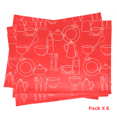 Individual de Mesa VH Fabrics Cuerina Diseño Vajilla Pack x 6