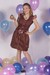 Vestido Presillas - Raso chocolate y gasa - comprar online