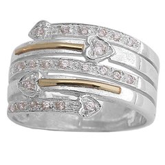 Anillo Plata y Oro, pavé Cod. 1717