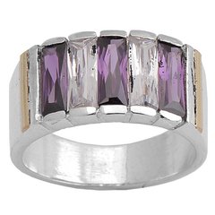 Anillo Plata y Oro, Baguettes Cod. 2777