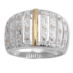 Anillo Plata y Oro, Pavé Cod. 3122