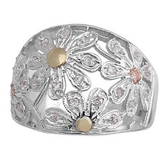 Anillo Plata y Oro, Pavé Cod. 3168