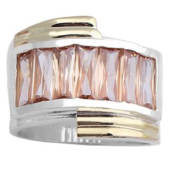 Anillo Plata y Oro, Baguettes Cod. 3304