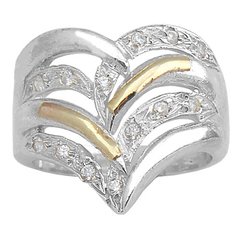 Anillo Plata y Oro Pavé Cod. 3834