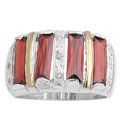 Anillo Plata y Oro, Baguettes Cod. 3851