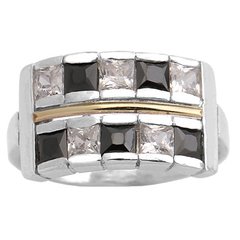 Anillo Plata y Oro, Carré Cod. 3961