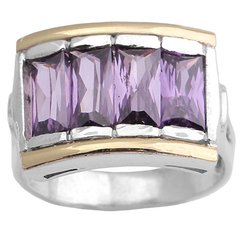Anillo Plata y Oro, Baguettes Cod. 4079