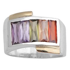 Anillo Plata y Oro, Baguettes Cod. 4080