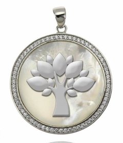 Dije árbol de la vida con fondo nácar u ónix P6707