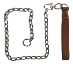 CADENA SOLDADA CON AHORQUE Y MANIJA DE CUERO