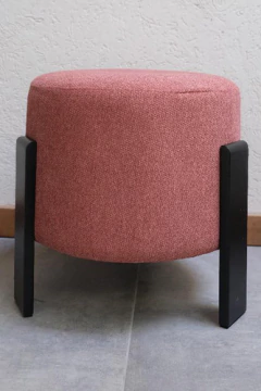 Puff De Tela - De Diseño - Madera -cilindro- Fiaca- Premium - comprar online