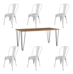 Imagen de Juego De Comedor - Industrial Tolix Mesa 140 X 80 + 6 Sillas