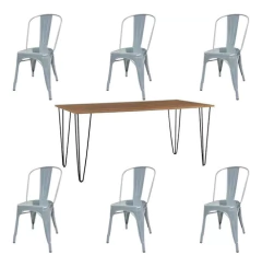 Imagen de Juego De Comedor - Industrial Tolix Mesa 140 X 80 + 6 Sillas