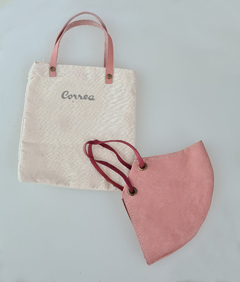 Tapaboca de cuero liso (rosa)