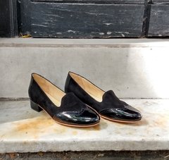 Zapato Escotado Combinado Negro
