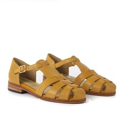 Sandalia Gladiadora en cuero color maíz