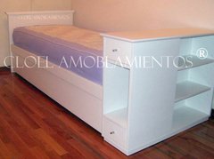 Divan TABLERO con un TERMINAL - sin bajo cama - Linea madera PREMIUM GUATAMBU NATURAL O LACA BLANCA.FABRICACION PROPIA