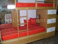 Cama desplazada EKO 2 completa c/ cama carro - Linea Madera