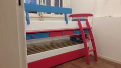 CAMA NIDO CON ESCRITORIO Y CAJÒN INFERIOR +escalera+baranda- LINEA LACA PREMIUM. FABRICACION PROPIA PROMO - Cloel Muebles