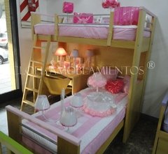 Cama rinconera alta con escritorio EKO - Linea Madera - Cloel Muebles