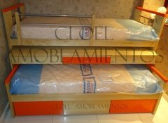 Cama nido TRIPLE CON ESCRITORIO - LINEA MADERA PREMIUM. FABRICACION PROPIA
