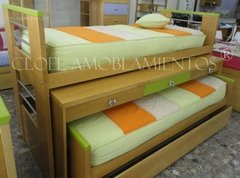 Cama nido TRIPLE CON ESCRITORIO - LINEA MADERA PREMIUM. FABRICACION PROPIA - comprar online