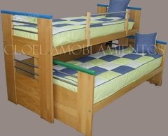 Cama nido EKO media altura CON BARANDA- Linea Madera PREMIUM. GUATAMBU NATURAL O LACA. FABRICACION PROPIA