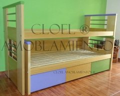 Cama nido EKO media altura CON BARANDA- Linea Madera PREMIUM. GUATAMBU NATURAL O LACA. FABRICACION PROPIA - Cloel Muebles