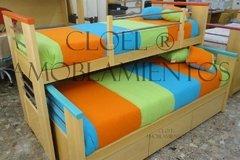Cama nido EKO media altura CON BARANDA- Linea Madera PREMIUM. GUATAMBU NATURAL O LACA. FABRICACION PROPIA