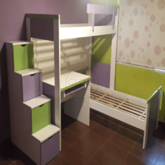 Rinconera Alta con escritorio y escalera cajonera. LINEA LACA PREMIUM. Fabricación Propia ENTREGA INMEDIATA