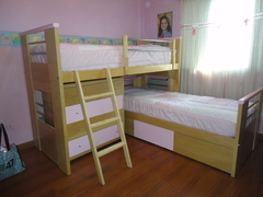Cama Rincorena EKO CON ESCALERA SIN TOBOGAN - linea Madera PREMIUM. GUATAMBU NATURAL O LACA. FABRICACION PROPIA ENTREGA INMEDIATA en gris en internet