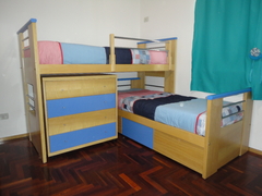 Cama Rincorena EKO CON ESCALERA SIN TOBOGAN - linea Madera PREMIUM. GUATAMBU NATURAL O LACA. FABRICACION PROPIA ENTREGA INMEDIATA en gris - Cloel Muebles