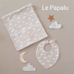 Set Manta recibidora con Babero puro algodón