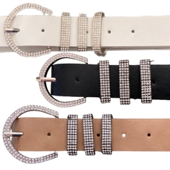 cinturón con strass. pasante triple