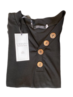 Remera cuello en v de morley manga larga