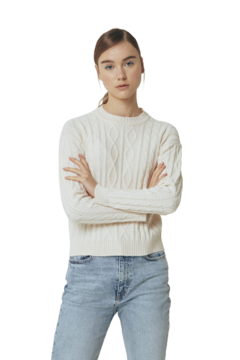 sweater cuello redondo trenzado
