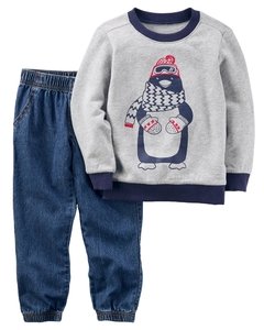 Talle: 3 y 6 Meses Carter's - Conjunto de 2 Piezas Teddy Penguin