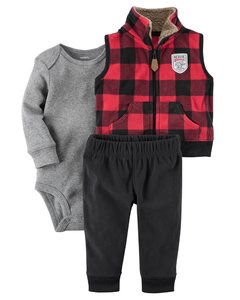Talle: 6 y 9 Meses Carter's Conjunto de 3 Piezas chaleco Polar/Microfleece