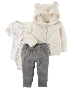 Talle: 9 Meses Carter's Conjunto de 3 Piezas Campera Sherpa