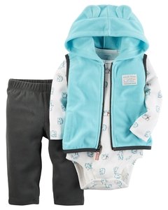 Talle: 6 Meses Carter's Conjunto de 3 Piezas Chaleco Polar/Microfleece