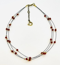 Art.2191 Collar triple Scarlette gold, bordeaux, tanza negra(copia) (copia) (copia) (copia) (copia)