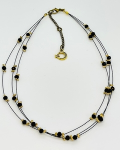 Art.2191 Collar triple Scarlette gold, negro, tanza negra(copia) (copia) (copia) (copia) (copia) (copia)