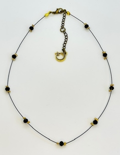 Art.2192 Collar Scarlette gold, bordeaux y negro, tanza negra (copia)