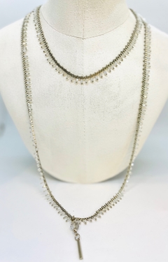 Art.2076 Collar kate largo doble gris cristal