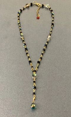 Art.2003 Collar gema multicolor gold negro . (copia) (copia) (copia)