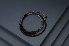 Art.2305 Pulsera/ collar largo Colette silver negro y gris cristal.