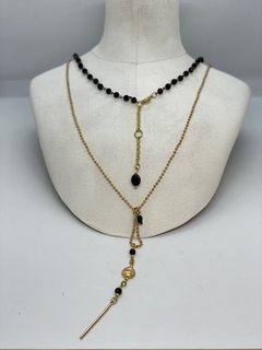 Art. 2103 Collar cadenas Indu negro gold. en internet
