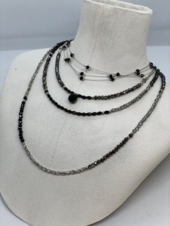 Art.2203 Collar corto cristales Cecile silver negro. (copia) (copia)